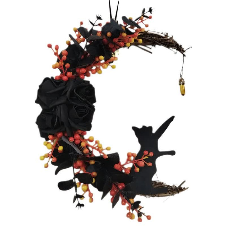 Olivenorma, sagoma in legno di rametti secchi in plastica, ghirlanda di gatti, simbolo di protezione misteriosa, decorazione per porta - image 19