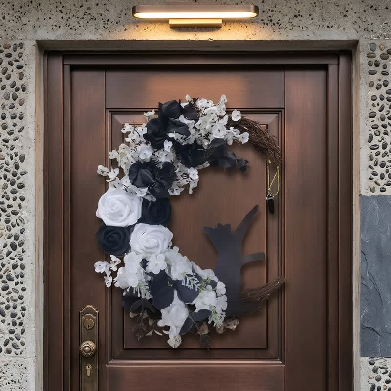 Olivenorma, sagoma in legno di rametti secchi in plastica, ghirlanda di gatti, simbolo di protezione misteriosa, decorazione per porta - Bianco - image 4
