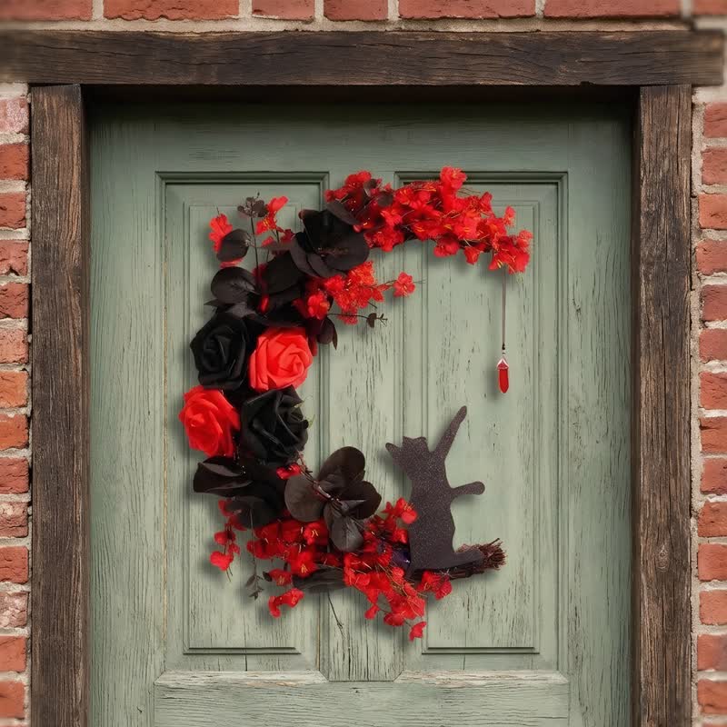 Olivenorma, sagoma in legno di rametti secchi in plastica, ghirlanda di gatti, simbolo di protezione misteriosa, decorazione per porta - image 9