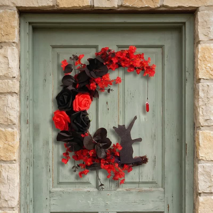 Olivenorma, sagoma in legno di rametti secchi in plastica, ghirlanda di gatti, simbolo di protezione misteriosa, decorazione per porta - Rosso - image 8