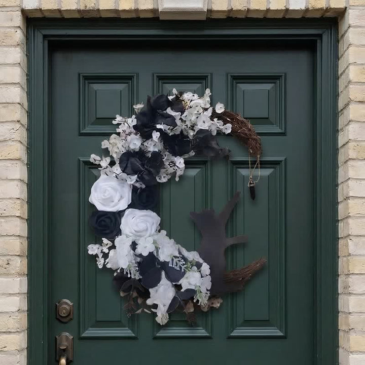 Olivenorma, sagoma in legno di rametti secchi in plastica, ghirlanda di gatti, simbolo di protezione misteriosa, decorazione per porta - image 5