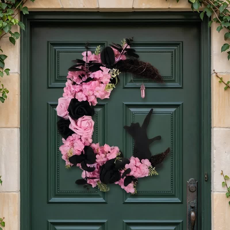 Olivenorma, sagoma in legno di rametti secchi in plastica, ghirlanda di gatti, simbolo di protezione misteriosa, decorazione per porta - image 14