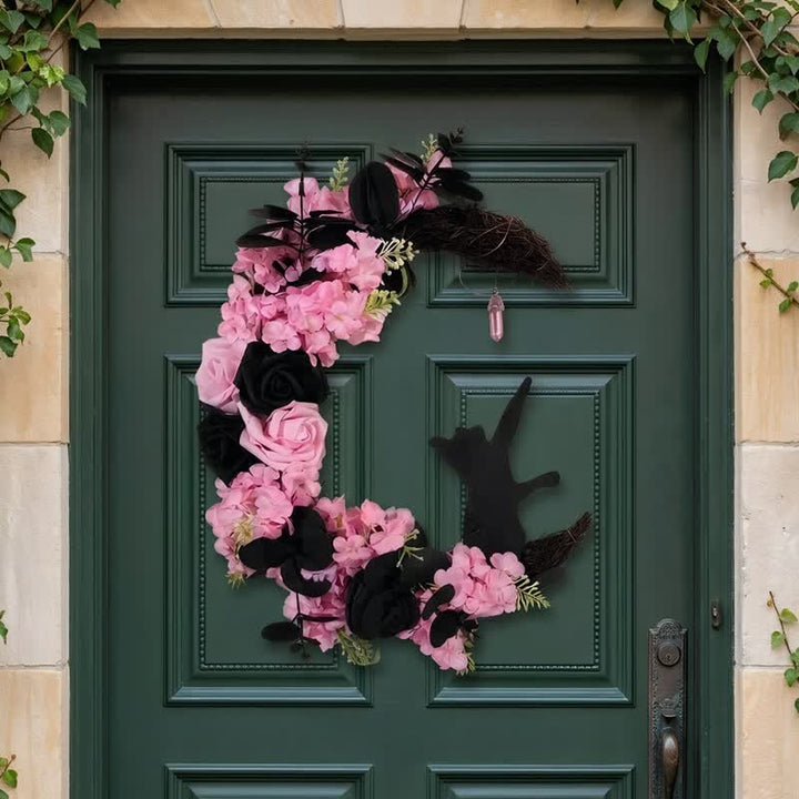 Olivenorma, sagoma in legno di rametti secchi in plastica, ghirlanda di gatti, simbolo di protezione misteriosa, decorazione per porta - image 14