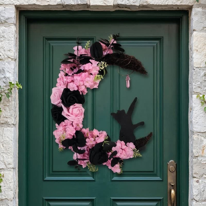 Olivenorma, sagoma in legno di rametti secchi in plastica, ghirlanda di gatti, simbolo di protezione misteriosa, decorazione per porta - image 13
