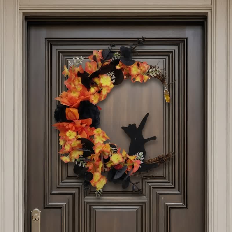 Olivenorma, sagoma in legno di rametti secchi in plastica, ghirlanda di gatti, simbolo di protezione misteriosa, decorazione per porta - image 1