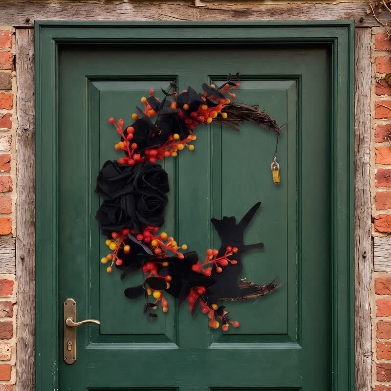Olivenorma, sagoma in legno di rametti secchi in plastica, ghirlanda di gatti, simbolo di protezione misteriosa, decorazione per porta - image 18