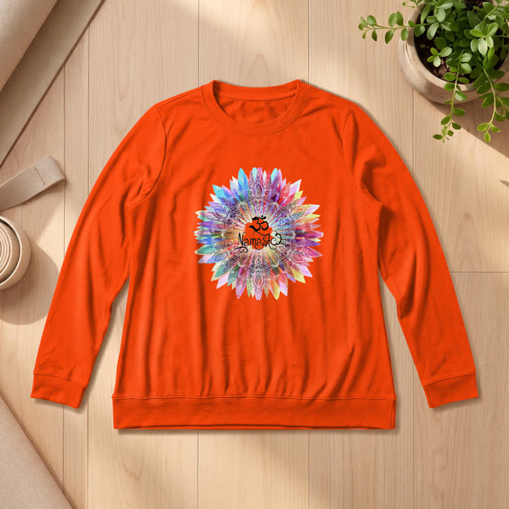 Camicia a maniche lunghe da donna Olivenorma in morbido cotone con stampa artistica Om Namaste Mandala arcobaleno. - Arancia - 2XL - image 27