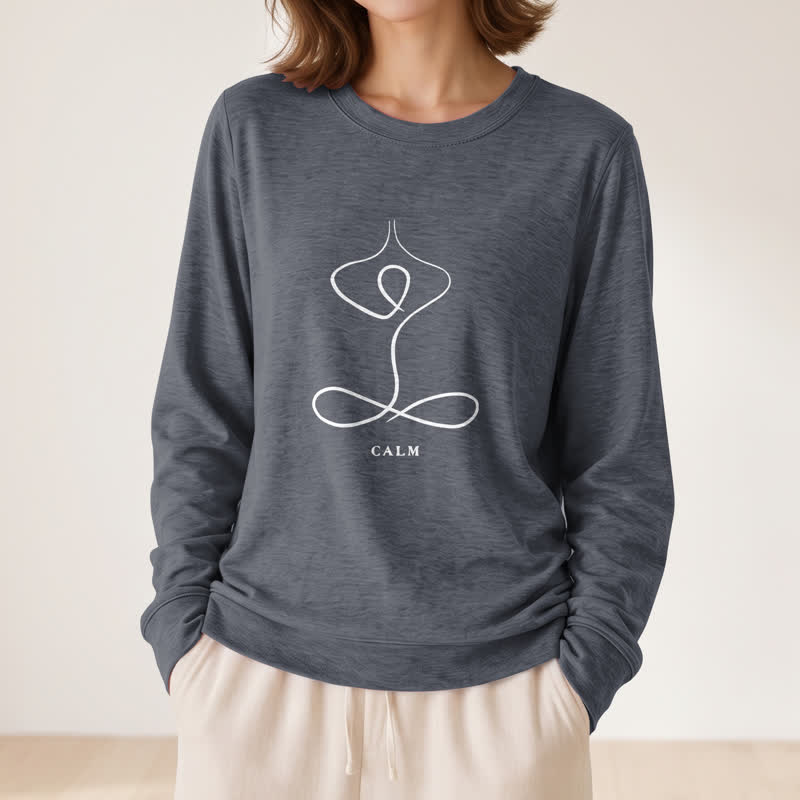Camicia a maniche lunghe da donna Olivenorma in misto cotone con stampa artistica "Breath & Calm". - image 26