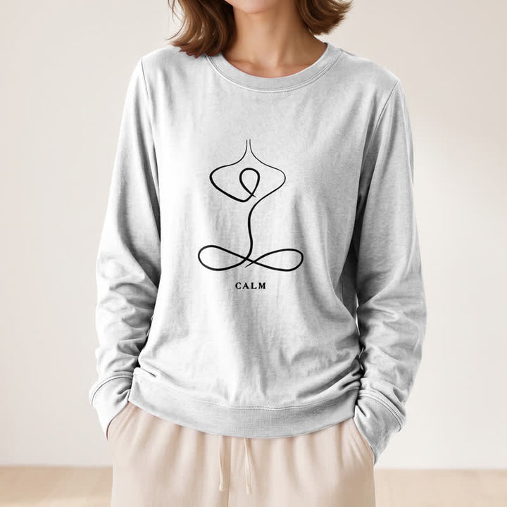 Camicia a maniche lunghe da donna Olivenorma in misto cotone con stampa artistica "Breath & Calm". - image 8