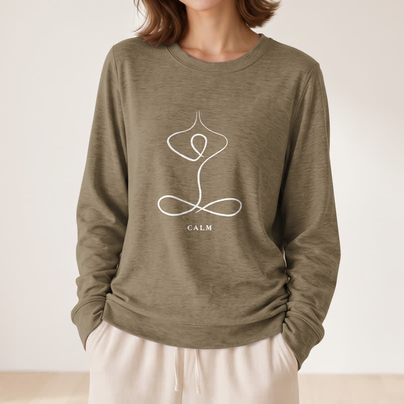 Camicia a maniche lunghe da donna Olivenorma in misto cotone con stampa artistica "Breath & Calm". - image 50
