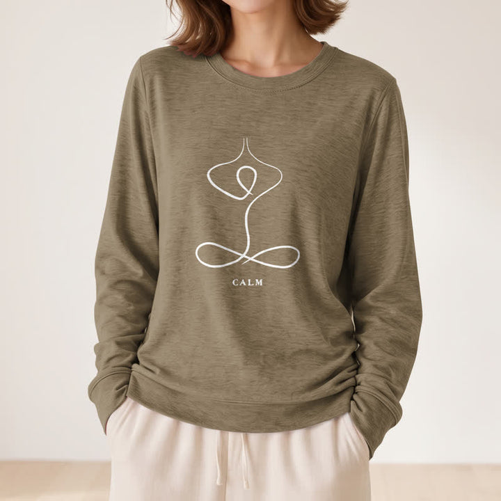 Camicia a maniche lunghe da donna Olivenorma in misto cotone con stampa artistica "Breath & Calm". - image 50