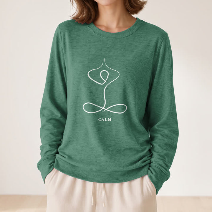 Camicia a maniche lunghe da donna Olivenorma in misto cotone con stampa artistica "Breath & Calm". - image 44