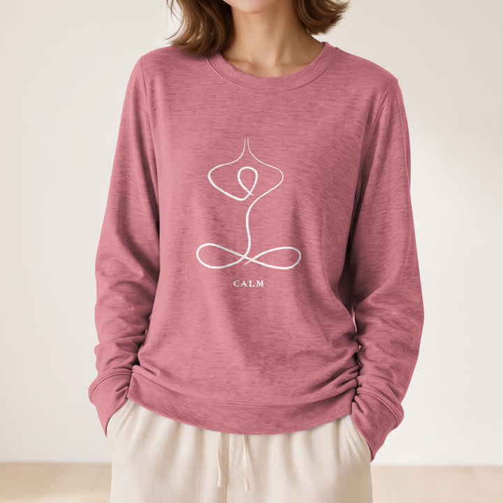 Camicia a maniche lunghe da donna Olivenorma in misto cotone con stampa artistica "Breath & Calm". - image 20