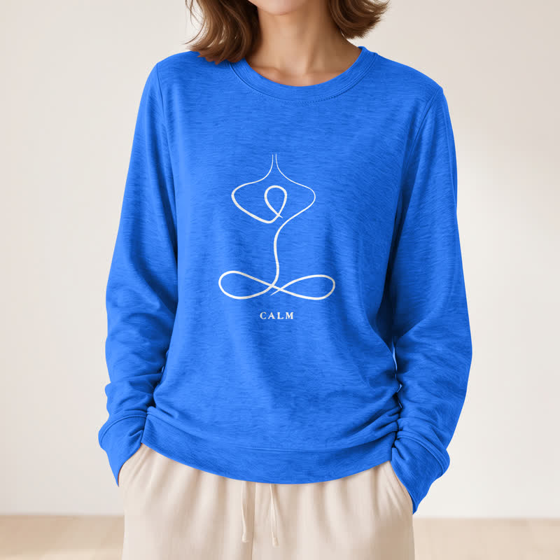 Camicia a maniche lunghe da donna Olivenorma in misto cotone con stampa artistica "Breath & Calm". - image 32