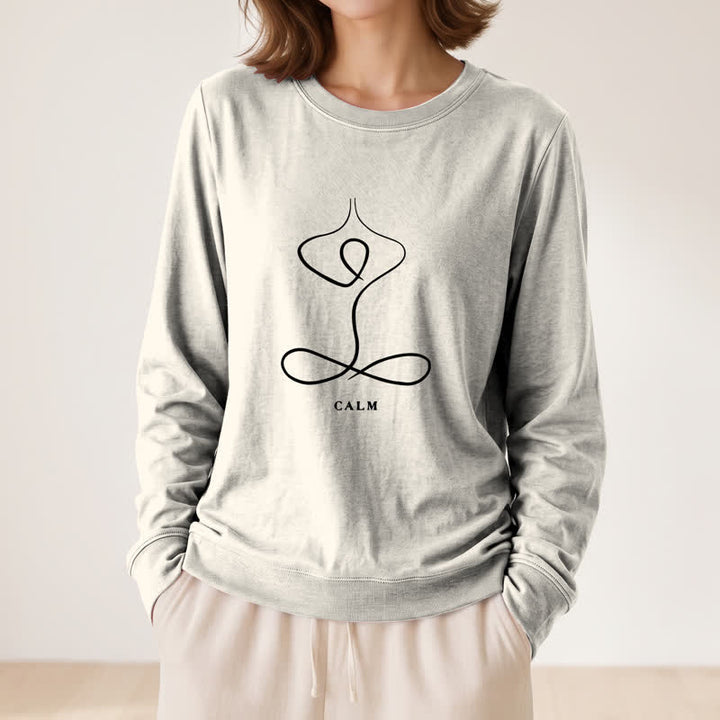 Camicia a maniche lunghe da donna Olivenorma in misto cotone con stampa artistica "Breath & Calm". - image 2