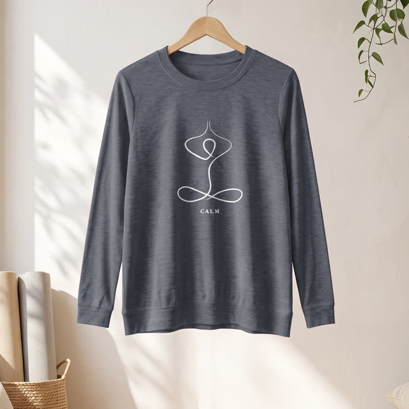 Camicia a maniche lunghe da donna Olivenorma in misto cotone con stampa artistica "Breath & Calm". - image 25