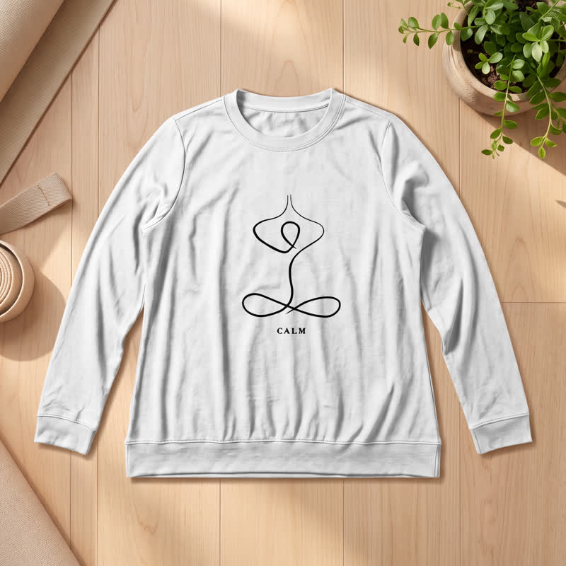Camicia a maniche lunghe da donna Olivenorma in misto cotone con stampa artistica "Breath & Calm". - CALMA - Bianco - 2XL - image 6