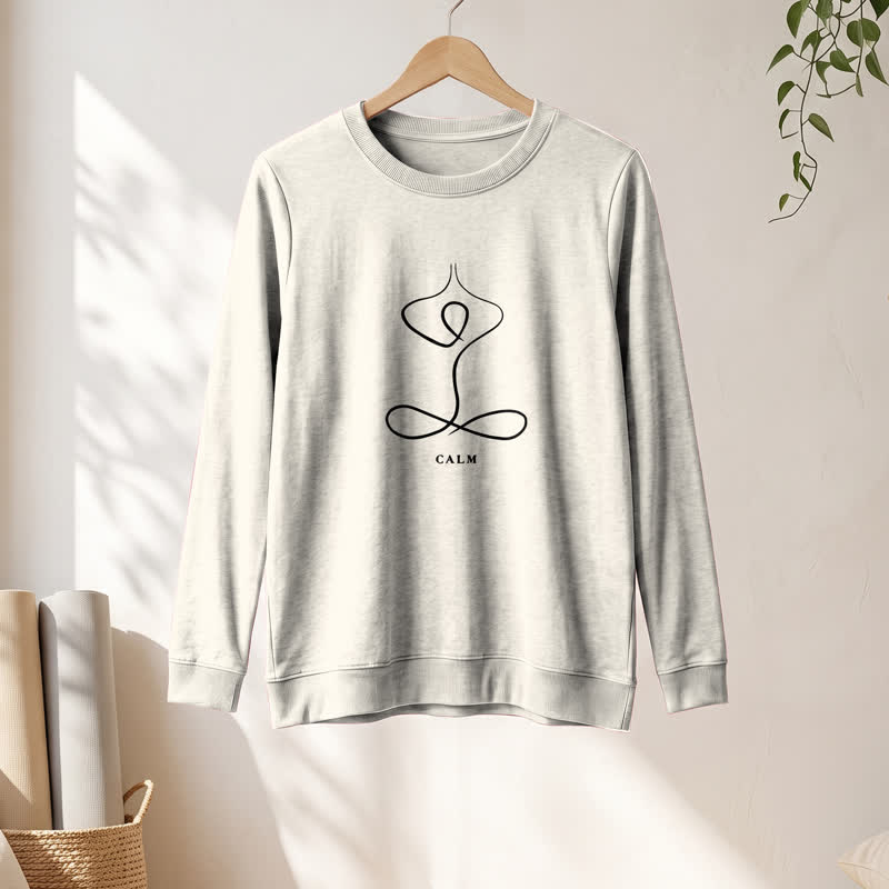 Camicia a maniche lunghe da donna Olivenorma in misto cotone con stampa artistica "Breath & Calm". - image 1