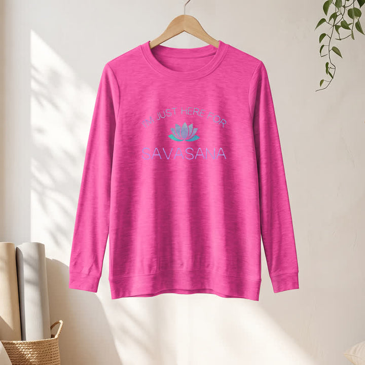 Camicia a maniche lunghe da donna Olivenorma in morbido cotone con stampa "I'm Just Here For Savasana" e loto. - image 22