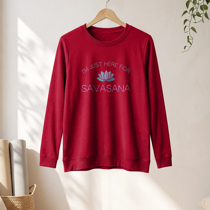 Camicia a maniche lunghe da donna Olivenorma in morbido cotone con stampa "I'm Just Here For Savasana" e loto. - image 31