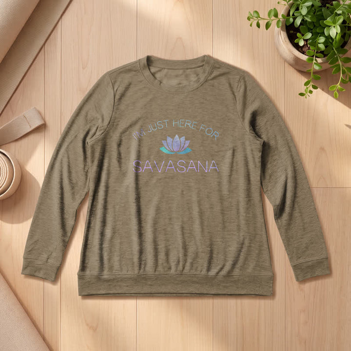Camicia a maniche lunghe da donna Olivenorma in morbido cotone con stampa "I'm Just Here For Savasana" e loto. - Caffè - 2XL - image 24