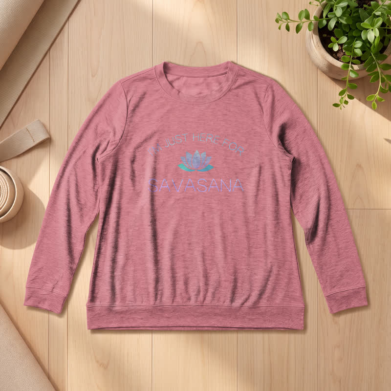 Camicia a maniche lunghe da donna Olivenorma in morbido cotone con stampa "I'm Just Here For Savasana" e loto. - Oro rosa - 2XL - image 9