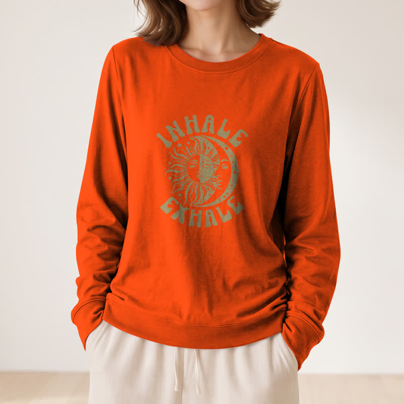 Camicia a maniche lunghe da donna Olivenorma in morbido misto cotone con stampa "Sole e Luna, inspira ed espira". - image 29