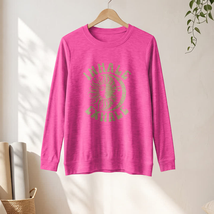 Camicia a maniche lunghe da donna Olivenorma in morbido misto cotone con stampa "Sole e Luna, inspira ed espira". - image 19