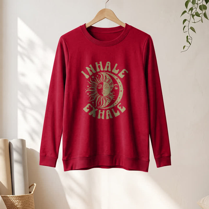 Camicia a maniche lunghe da donna Olivenorma in morbido misto cotone con stampa "Sole e Luna, inspira ed espira". - image 31