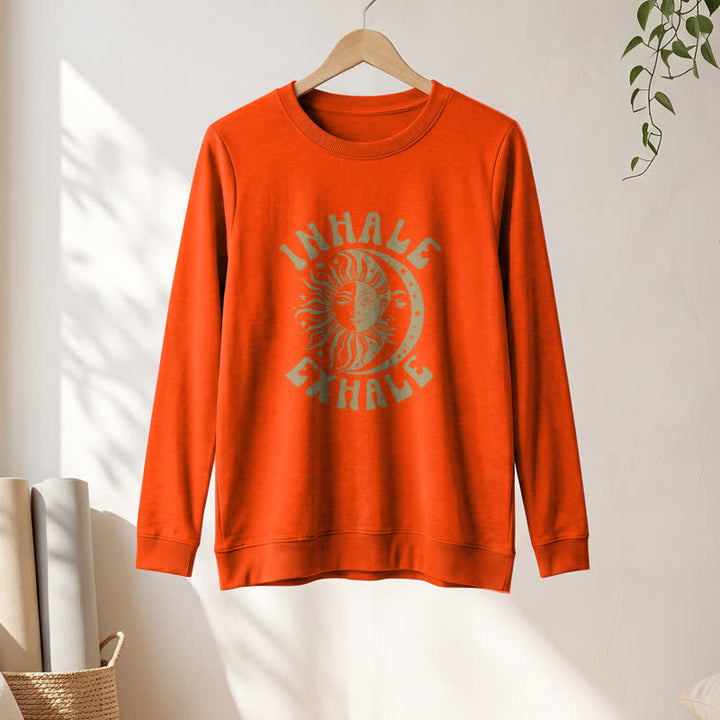 Camicia a maniche lunghe da donna Olivenorma in morbido misto cotone con stampa "Sole e Luna, inspira ed espira". - image 28