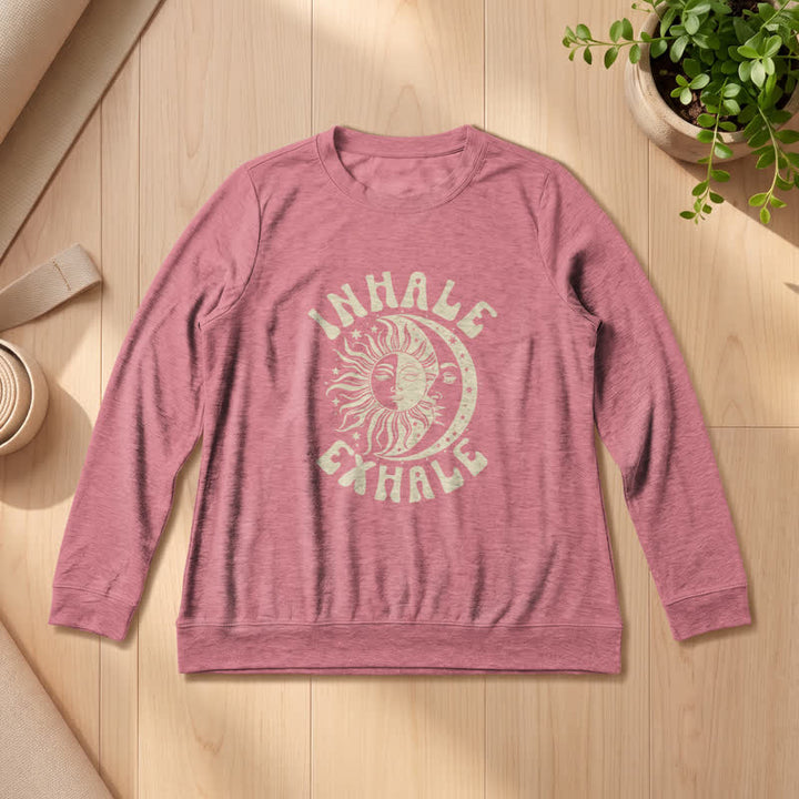 Camicia a maniche lunghe da donna Olivenorma in morbido misto cotone con stampa "Sole e Luna, inspira ed espira". - Oro rosa - 2XL - image 9