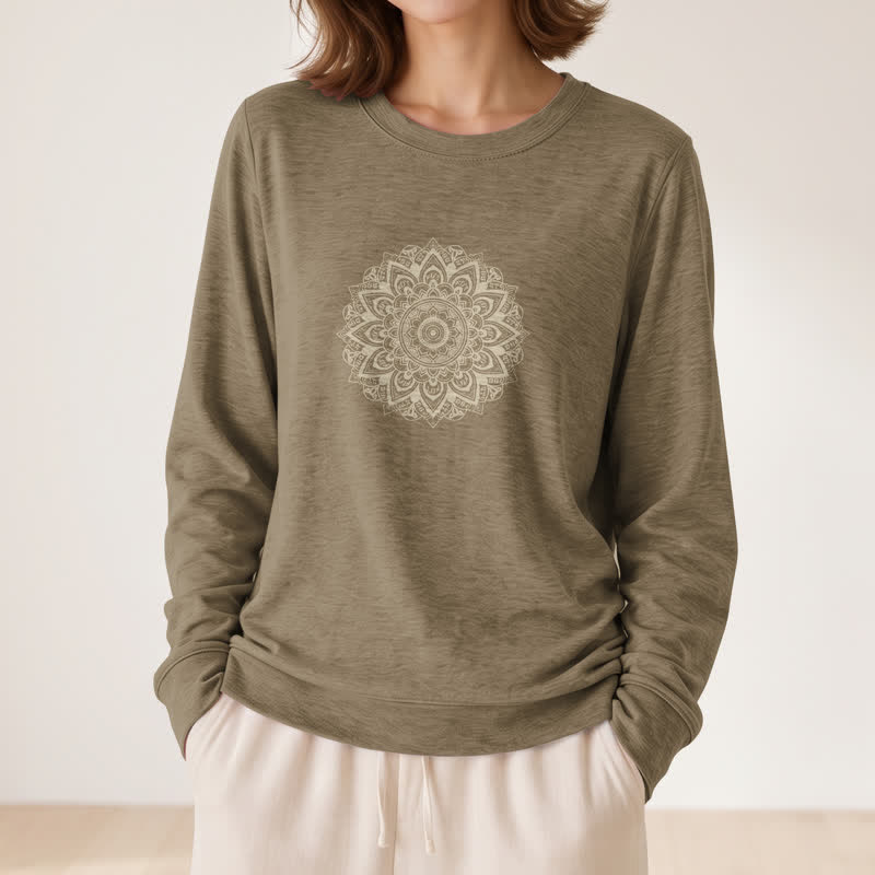 Camicia a maniche lunghe da donna Olivenorma in morbido misto cotone con stampa mandala - image 29