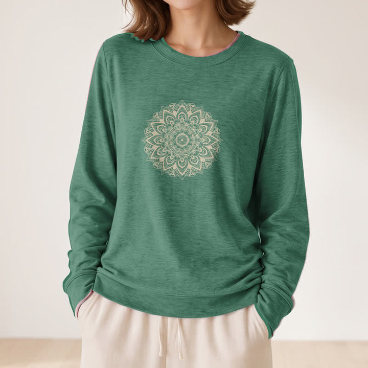 Camicia a maniche lunghe da donna Olivenorma in morbido misto cotone con stampa mandala - image 26