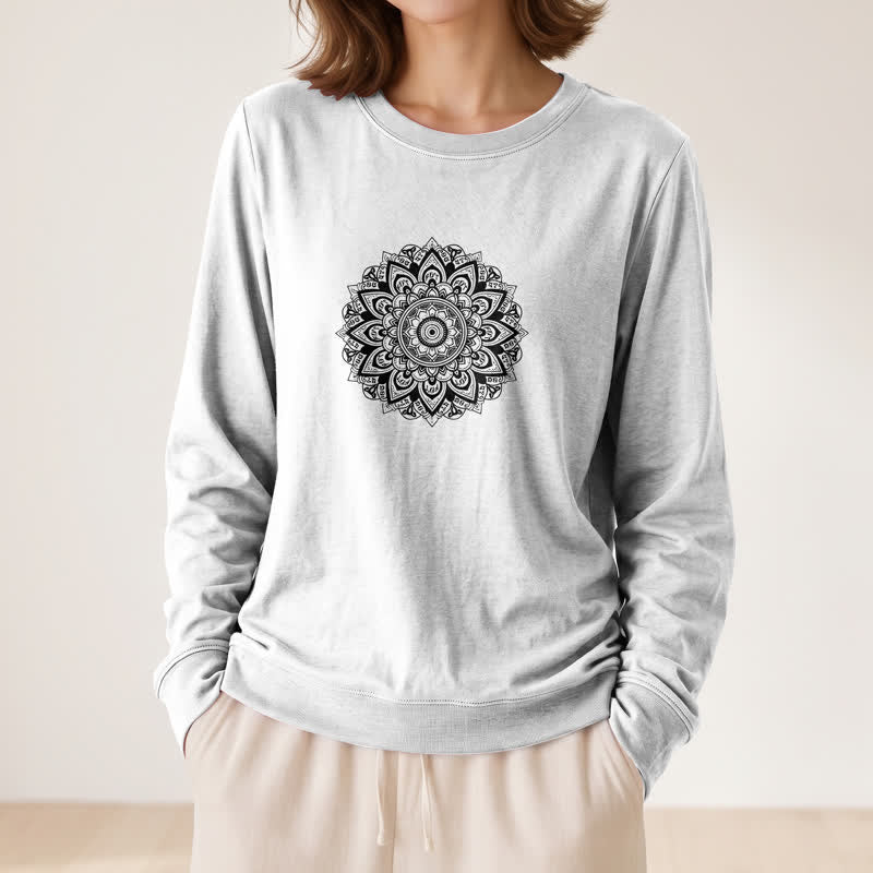 Camicia a maniche lunghe da donna Olivenorma in morbido misto cotone con stampa mandala - image 5