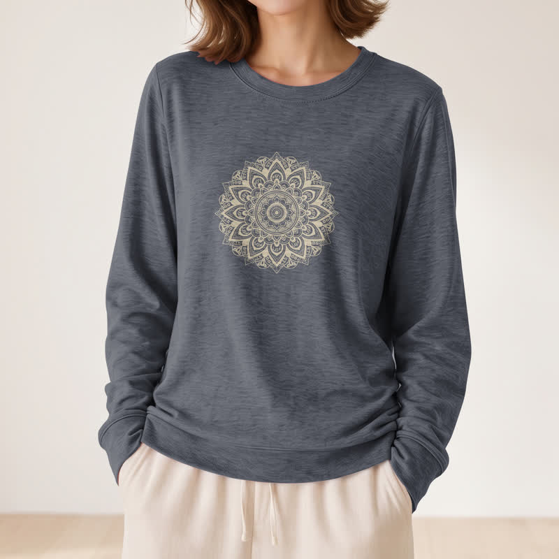 Camicia a maniche lunghe da donna Olivenorma in morbido misto cotone con stampa mandala - image 17