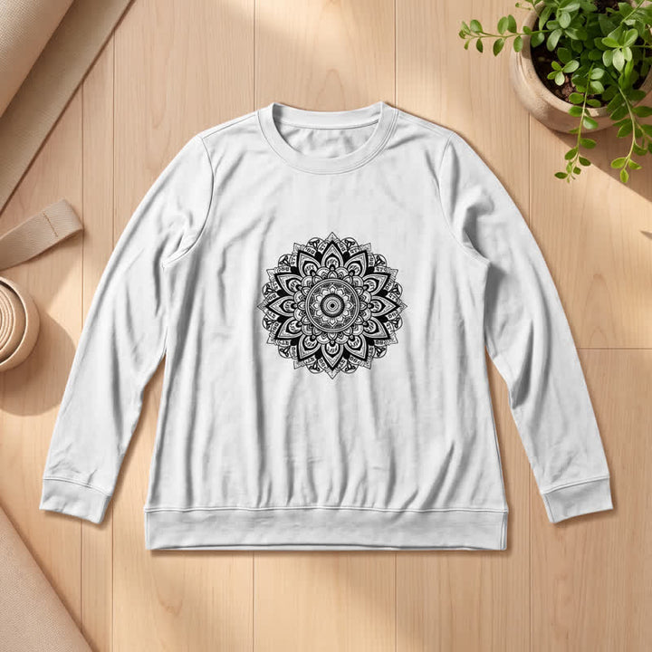 Camicia a maniche lunghe da donna Olivenorma in morbido misto cotone con stampa mandala - Bianco - 2XL - image 3