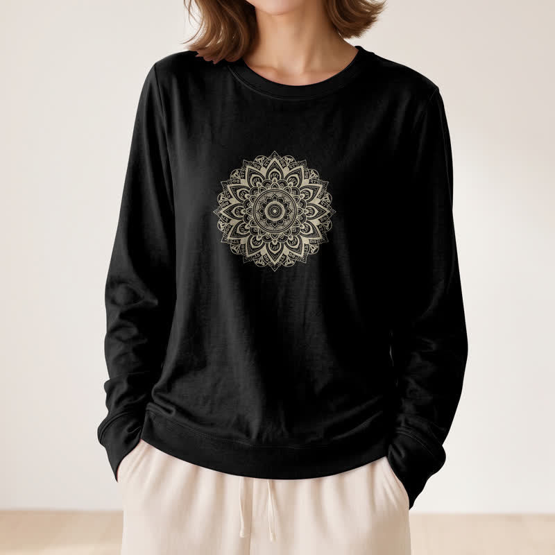 Camicia a maniche lunghe da donna Olivenorma in morbido misto cotone con stampa mandala - image 8