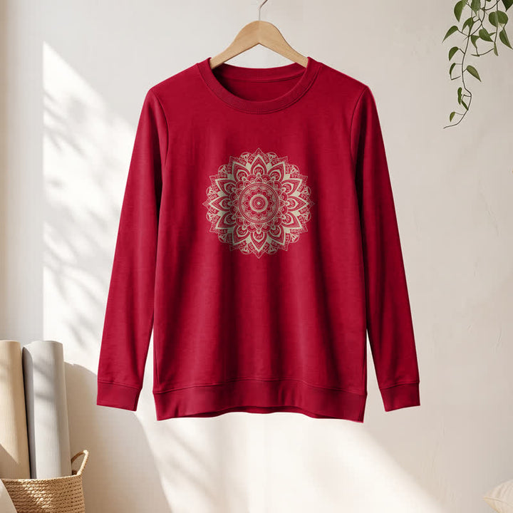 Camicia a maniche lunghe da donna Olivenorma in morbido misto cotone con stampa mandala - image 1