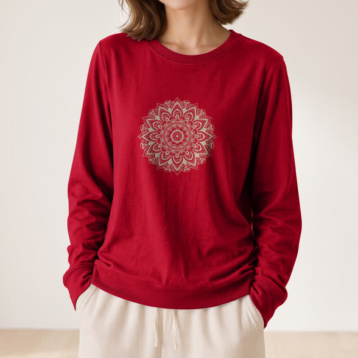 Camicia a maniche lunghe da donna Olivenorma in morbido misto cotone con stampa mandala - image 2
