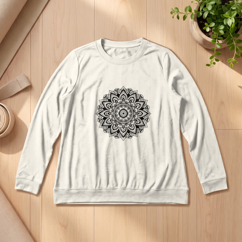Camicia a maniche lunghe da donna Olivenorma in morbido misto cotone con stampa mandala - Colore sabbia - 2XL - image 12