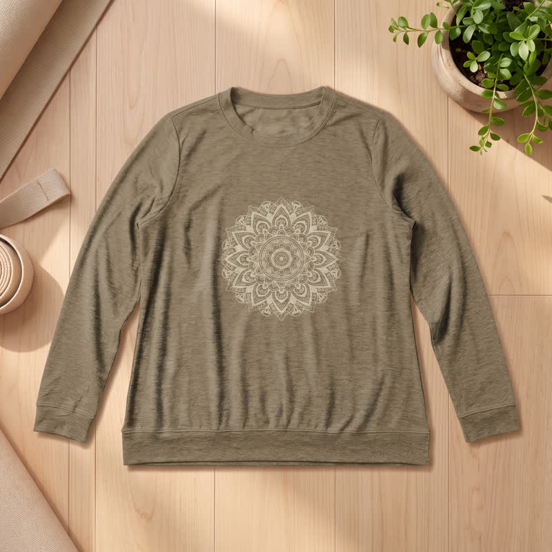 Camicia a maniche lunghe da donna Olivenorma in morbido misto cotone con stampa mandala - Caffè - 2XL - image 27