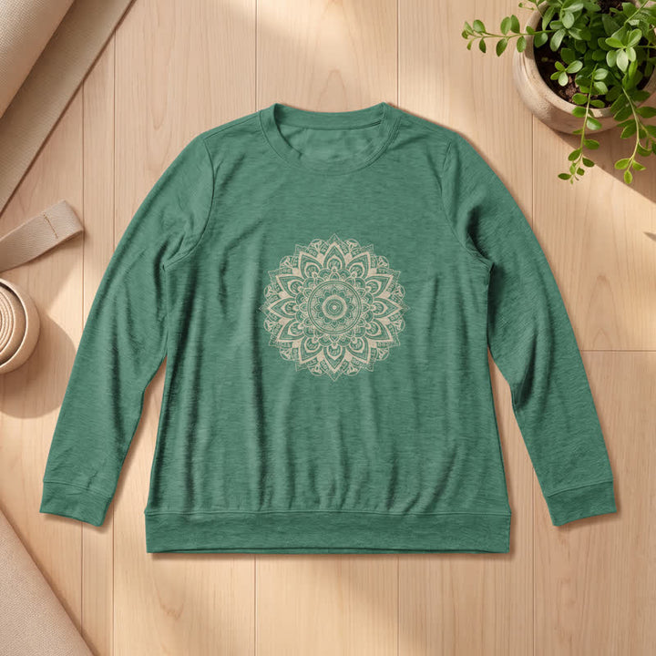 Camicia a maniche lunghe da donna Olivenorma in morbido misto cotone con stampa mandala - Verde Vintage - 2XL - image 24