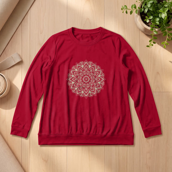 Camicia a maniche lunghe da donna Olivenorma in morbido misto cotone con stampa mandala - Vino - 2XL - image 0