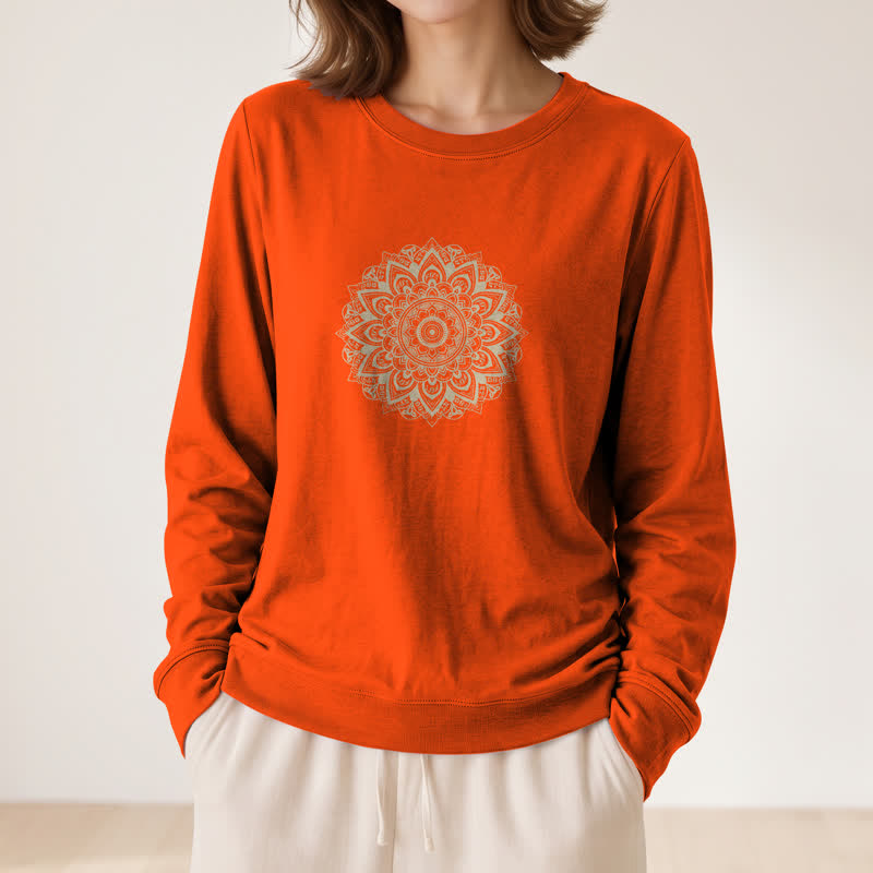 Camicia a maniche lunghe da donna Olivenorma in morbido misto cotone con stampa mandala - image 32