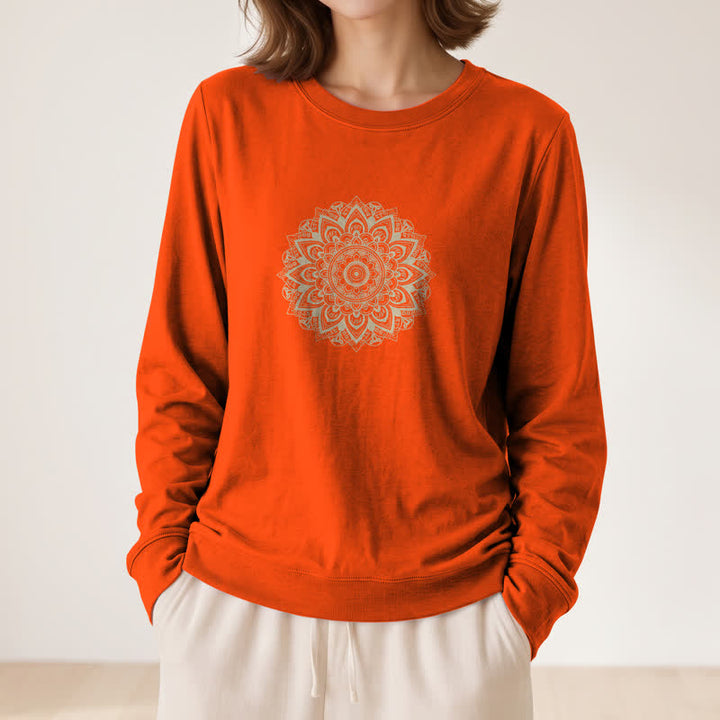 Camicia a maniche lunghe da donna Olivenorma in morbido misto cotone con stampa mandala - image 32