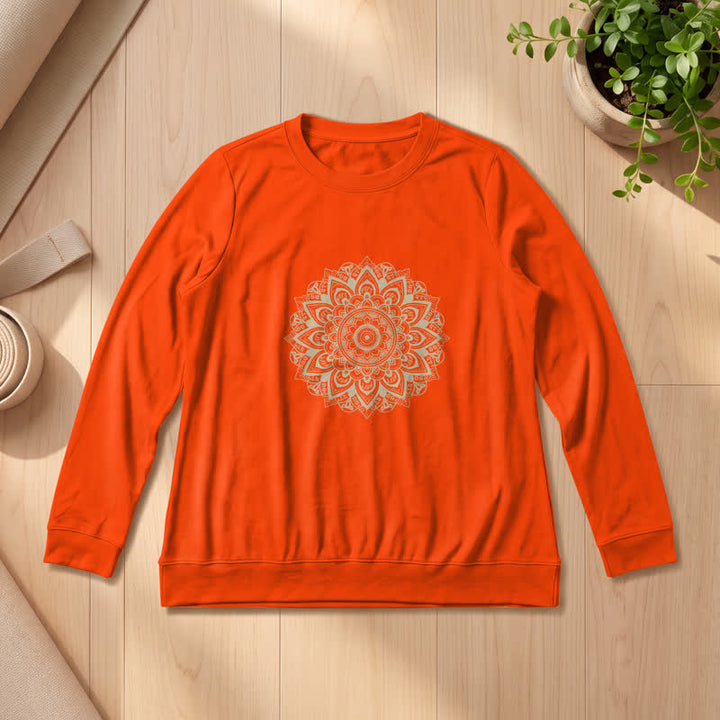 Camicia a maniche lunghe da donna Olivenorma in morbido misto cotone con stampa mandala - Arancia - 2XL - image 30