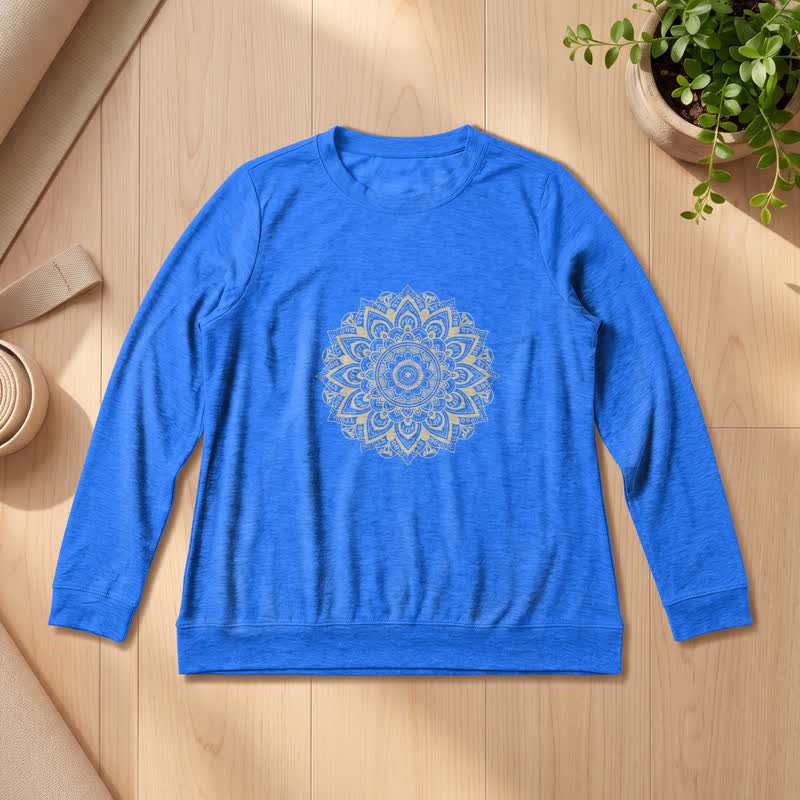 Camicia a maniche lunghe da donna Olivenorma in morbido misto cotone con stampa mandala - Blu vintage - 2XL - image 18