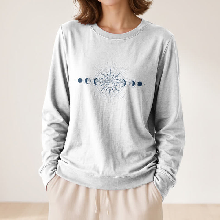 Camicia a maniche lunghe da donna Olivenorma in morbido misto cotone con stampa delle fasi lunari e del sole. - image 5