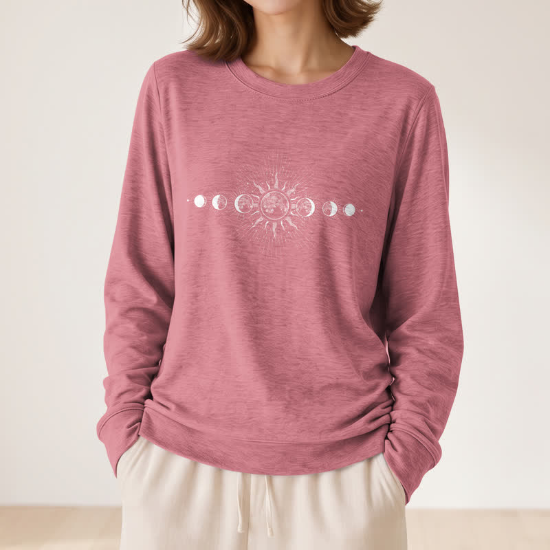 Camicia a maniche lunghe da donna Olivenorma in morbido misto cotone con stampa delle fasi lunari e del sole. - image 11