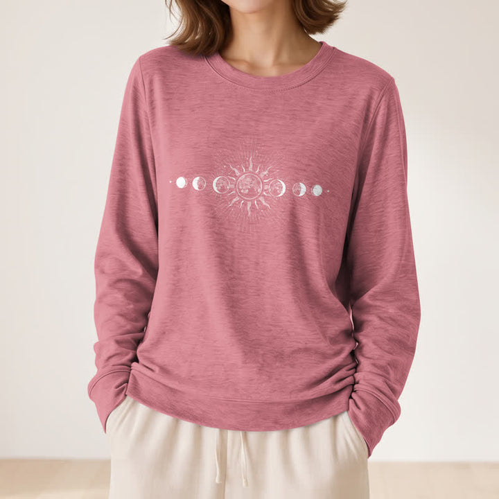 Camicia a maniche lunghe da donna Olivenorma in morbido misto cotone con stampa delle fasi lunari e del sole. - image 11